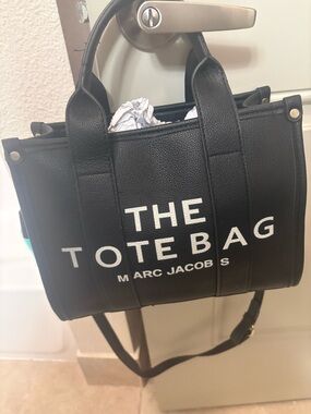 Black Leather Tote - medium size